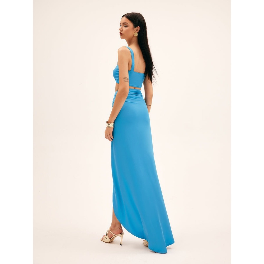 Commense Metal‎ Decor Split Split Skirt Set Blue … - image 5